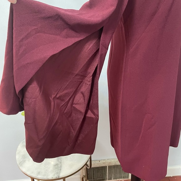 Dress The Population Burgundy Dahlia Long Sleeve Drape Back Minidress - Reemoly - Picture 9 of 17